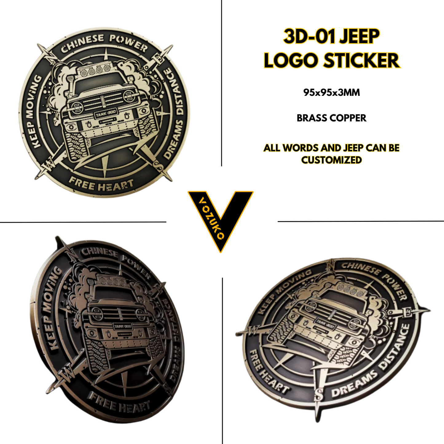 Personalized 3D Metal Car Sticker Custom Logo Accessories Decorative Jeep High Quality Decals Emblems