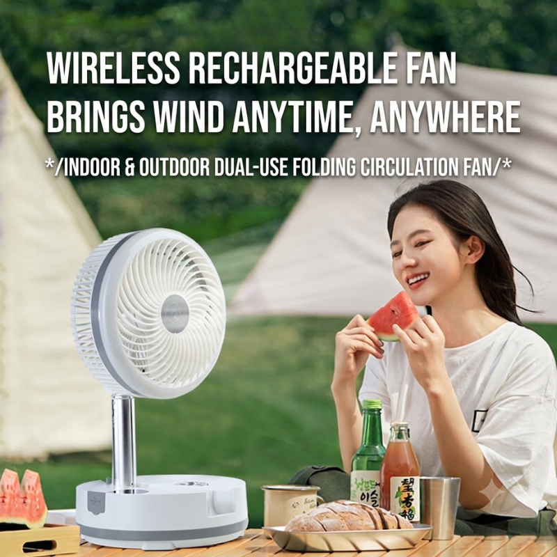 40,000mAh Rechargeable Portable Camping Fan 10" Foldable Oscillating Fan with LED Light, Remote Control & Fast Charging
