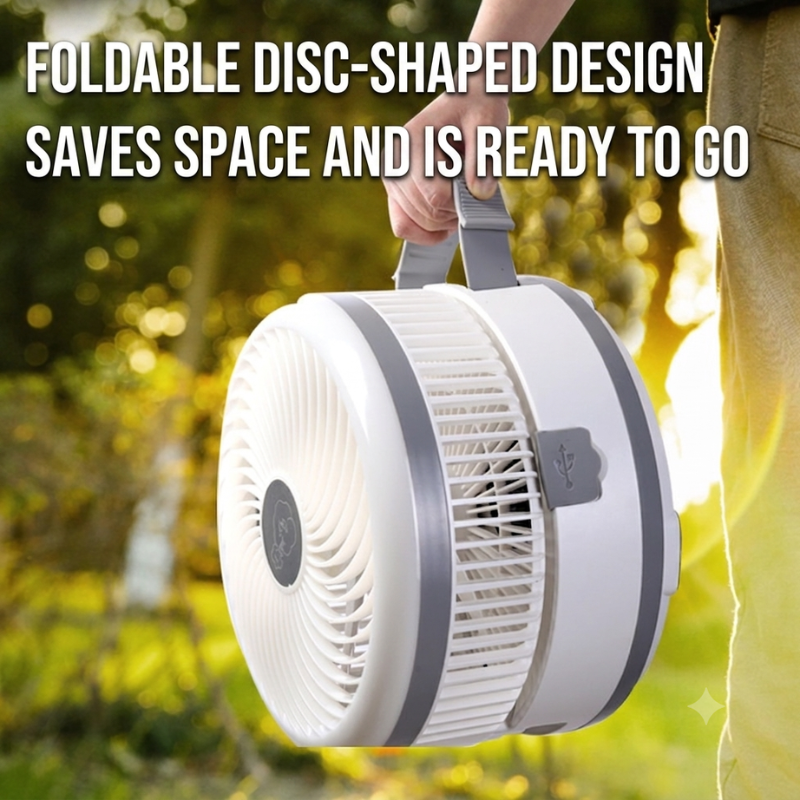 40,000mAh Rechargeable Portable Camping Fan 10" Foldable Oscillating Fan with LED Light, Remote Control & Fast Charging