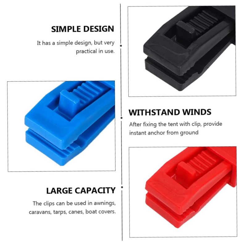 Heavy Duty Tarp Clips with Ball Bungees Adjustable Lock Grip Clamps for Tarpaulin, Tent, Canopy, Awning & Shade Cloth