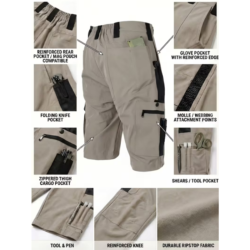 Tactical Cargo Shorts Quick-Dry Men's Breathable Multi-Pocket Camouflage Work Shorts for Hiking, Camping & Outdoor