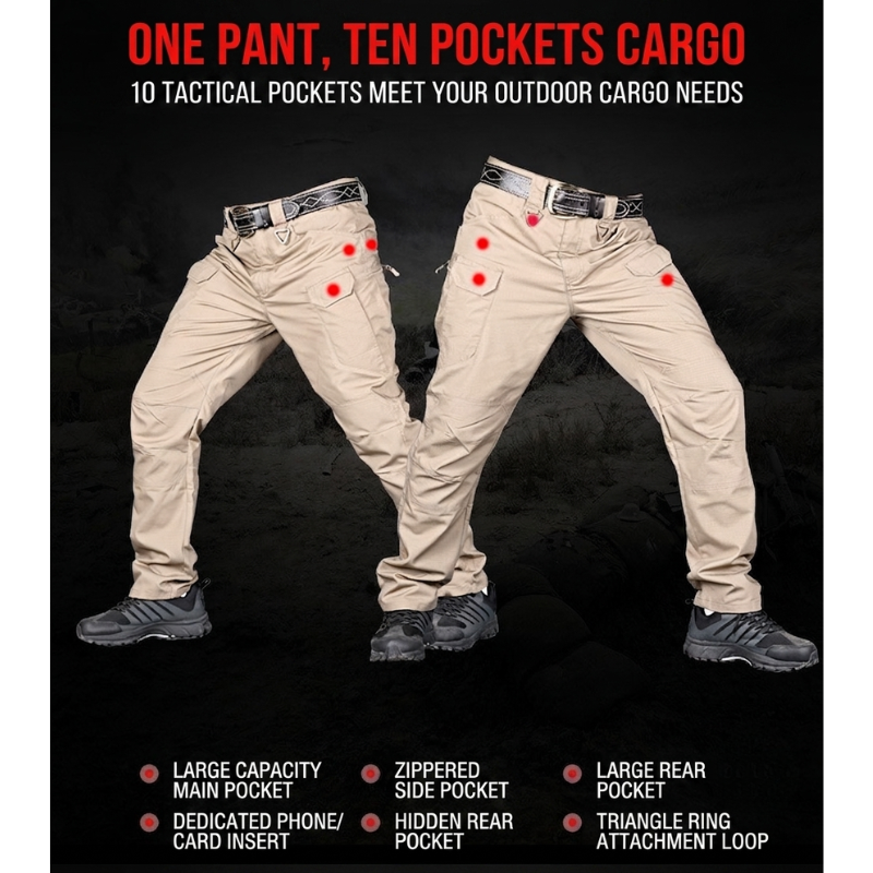 Men's Tactical Cargo Pants Lightweight Ripstop Water-Resistant Stretch Work Pants Breathable Waterproof Hiking Utility Trousers with Multiple Pockets