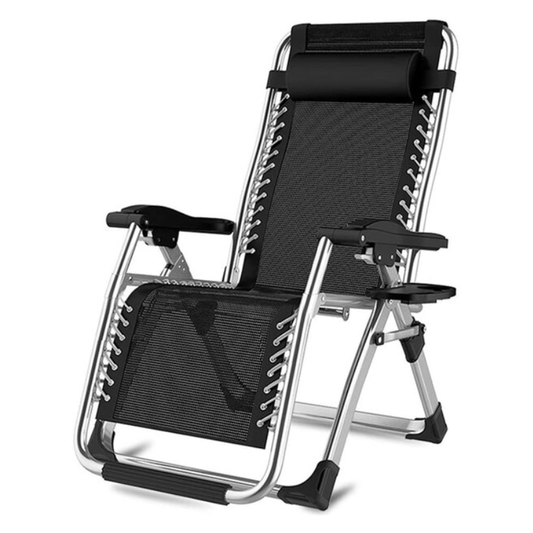 Folding Reclining Lounge Chair Portable Recliner Nap Chair with Cushion for Office, Beach, Camping & Home
