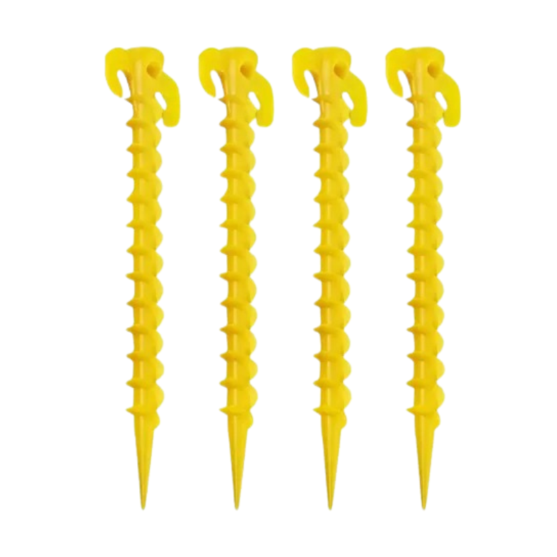 Heavy Duty Plastic Screw Tent Pegs 20cm Ground Stakes Metal Pegs and Glow in the Dark for Tents, Tarps, Ground Sheets & Camping Accessories