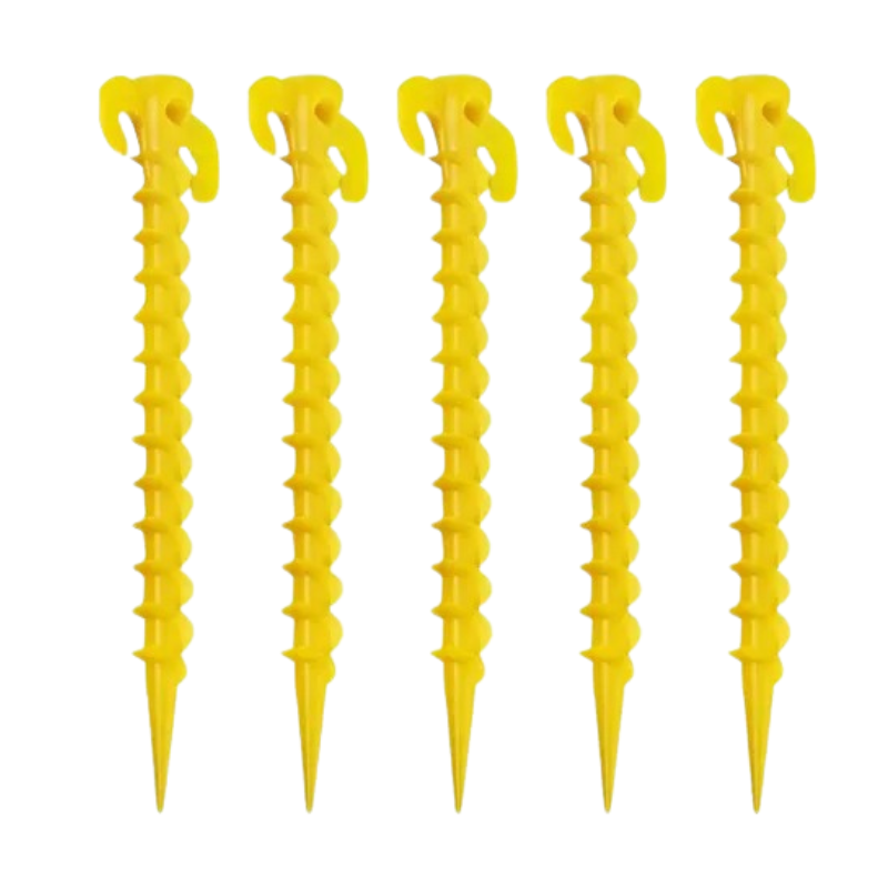 Heavy Duty Plastic Screw Tent Pegs 20cm Ground Stakes Metal Pegs and Glow in the Dark for Tents, Tarps, Ground Sheets & Camping Accessories