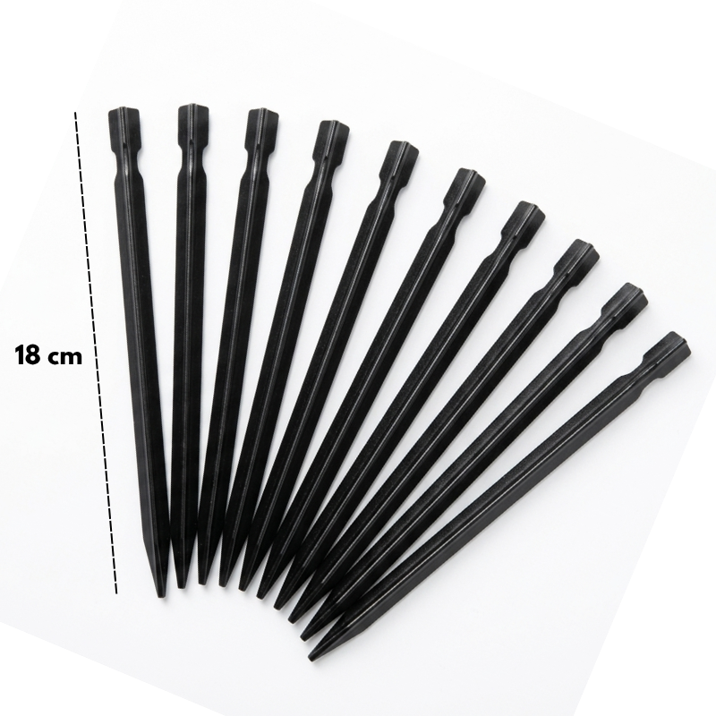 Heavy Duty Plastic Screw Tent Pegs 20cm Ground Stakes Metal Pegs and Glow in the Dark for Tents, Tarps, Ground Sheets & Camping Accessories