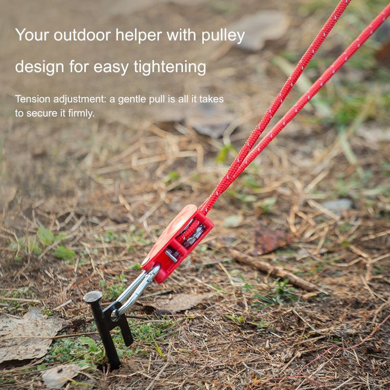 Camping Rope Quick Setup Adjustable Tent Tie Down Rope with Ratchet Pulley for Canopy, Kayak, Outdoor Camping Shelter
