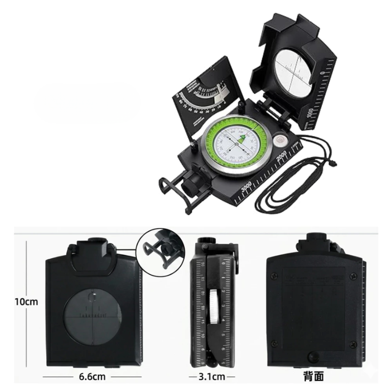 Waterproof Hiking Compass with Clinometer Fluorescent Scale Sighting Navigation Compass for Camping Mountaineering Boating Outdoor Survival