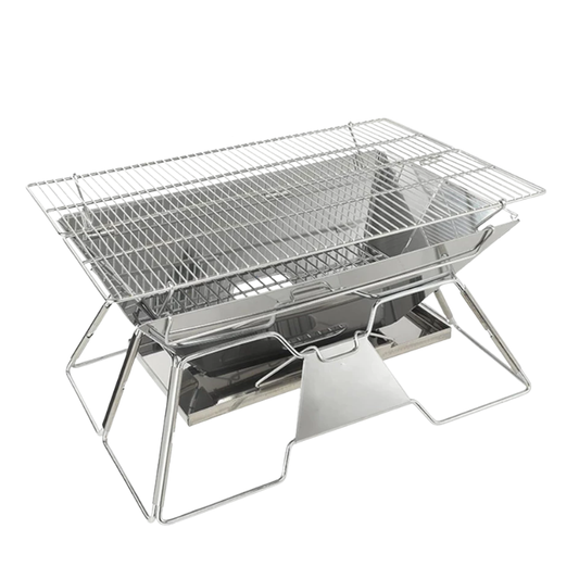 Portable Stainless Steel Foldable BBQ Grill Fire Pit Wood Burning Charcoal Grill for Outdoor Camping Barbecue Cooking