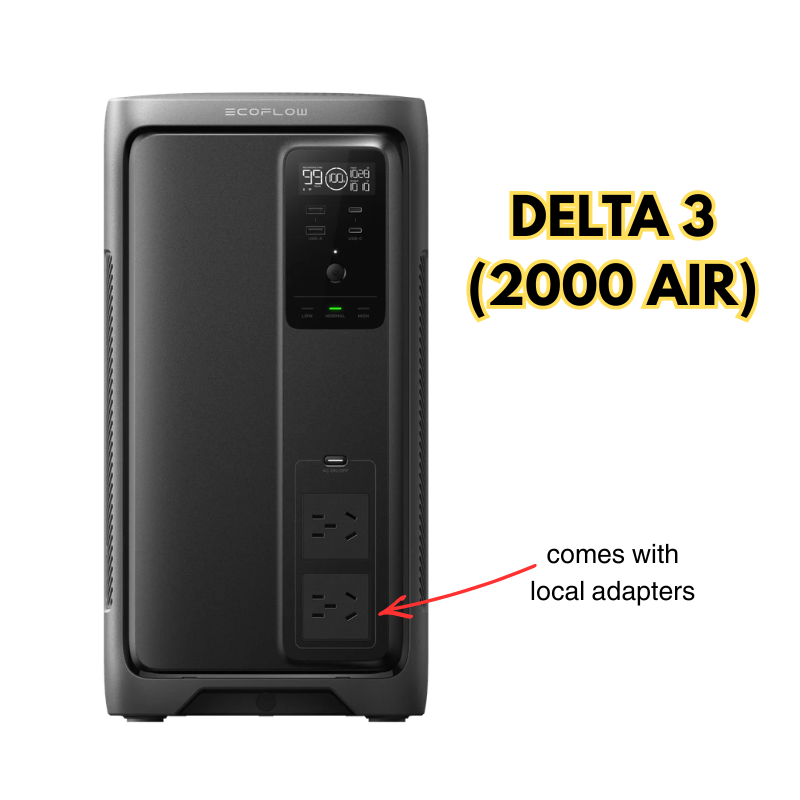 EcoFlow DELTA 3 Air 2000W Portable Power Station Lithium-Ion Battery Fast Charging Solar Generator for Camping Emergency Home Backup