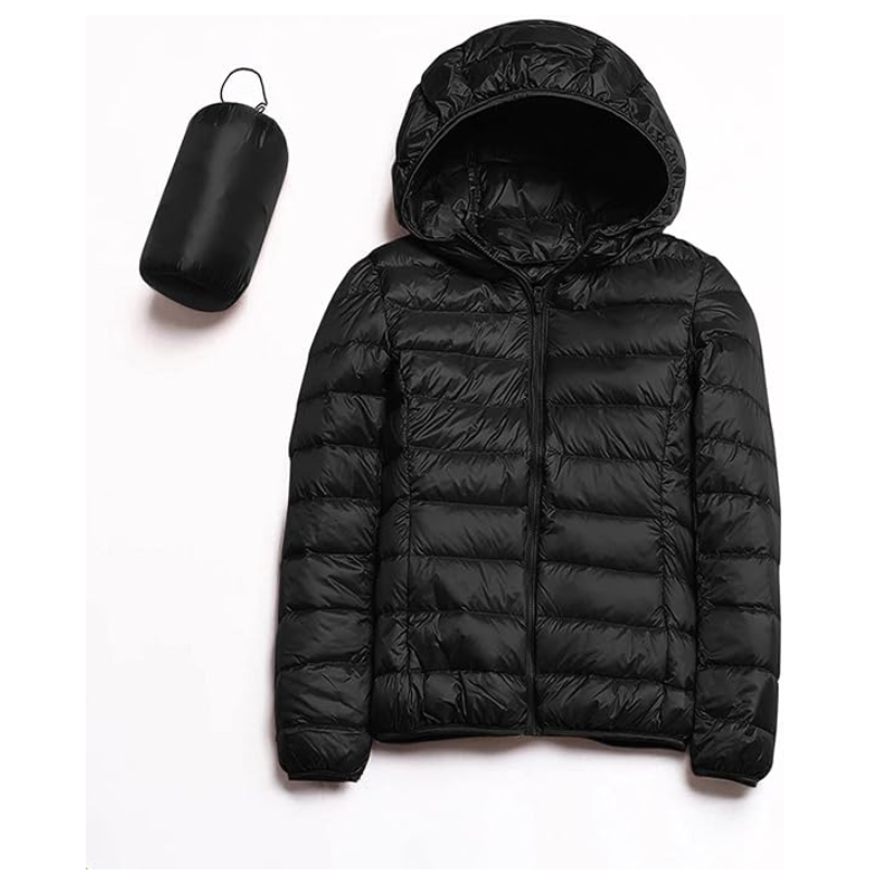 Unisex Hooded Packable Puffer Jacket White Duck Down Ultralight Insulated Winter Coat Water Resistant Slim Fit Quilted Warm Outdoor Jacket