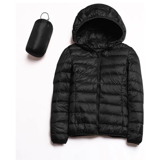 Unisex Hooded Packable Puffer Jacket White Duck Down Ultralight Insulated Winter Coat Water Resistant Slim Fit Quilted Warm Outdoor Jacket