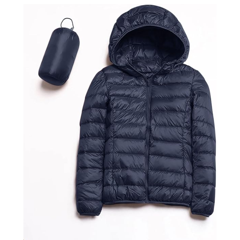 Unisex Hooded Packable Puffer Jacket White Duck Down Ultralight Insulated Winter Coat Water Resistant Slim Fit Quilted Warm Outdoor Jacket
