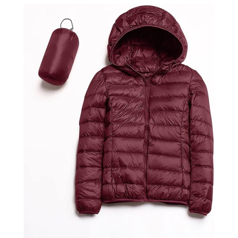 Unisex Hooded Packable Puffer Jacket White Duck Down Ultralight Insulated Winter Coat Water Resistant Slim Fit Quilted Warm Outdoor Jacket