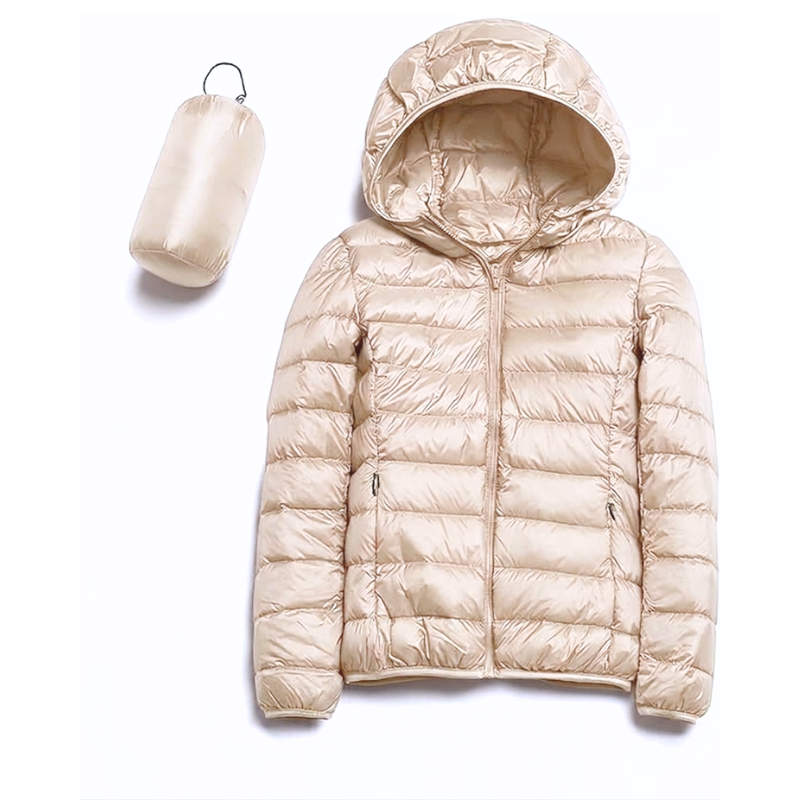 Unisex Hooded Packable Puffer Jacket White Duck Down Ultralight Insulated Winter Coat Water Resistant Slim Fit Quilted Warm Outdoor Jacket