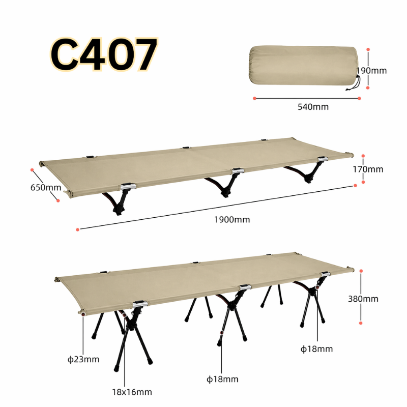 Portable Folding Camping Bed Lightweight Aluminum Outdoor Cot