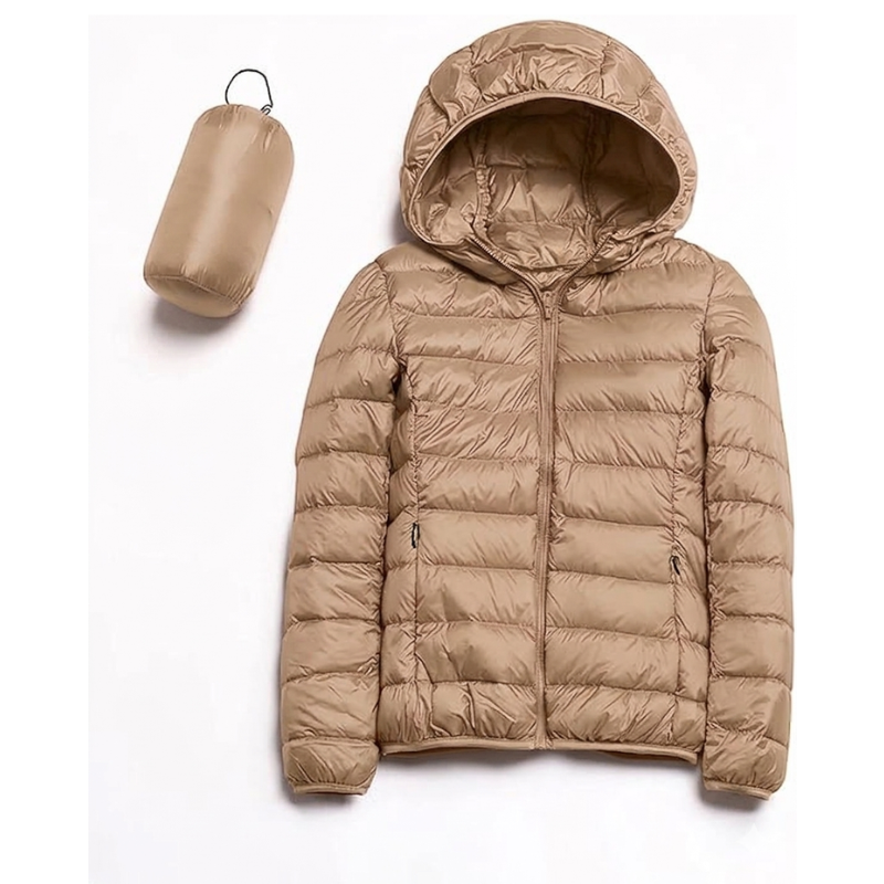 Unisex Hooded Packable Puffer Jacket White Duck Down Ultralight Insulated Winter Coat Water Resistant Slim Fit Quilted Warm Outdoor Jacket