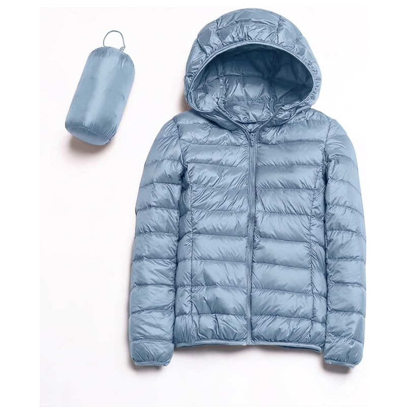 Unisex Hooded Packable Puffer Jacket White Duck Down Ultralight Insulated Winter Coat Water Resistant Slim Fit Quilted Warm Outdoor Jacket