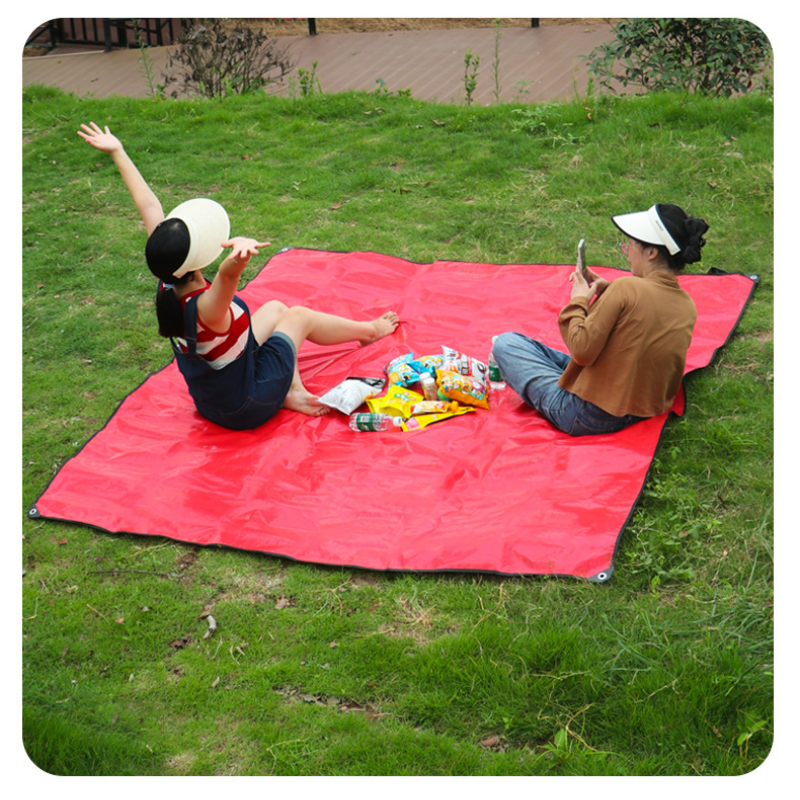 Waterproof Outdoor Picnic Mat/Canopy Large Woven Cloth Beach Blanket Moisture-Proof Camping Ground Mat for Lawn, Park & Travel