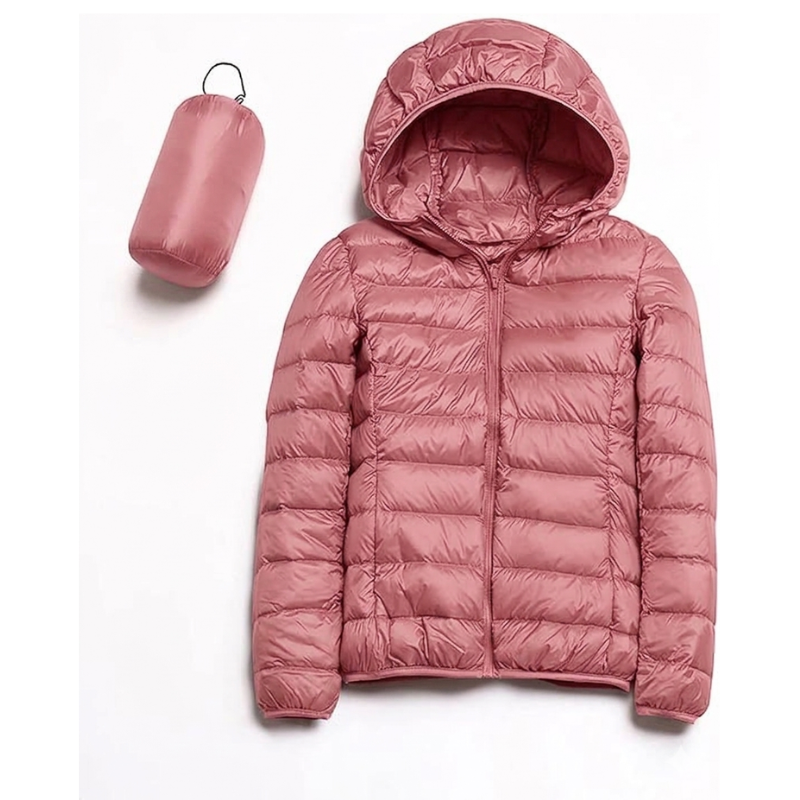 Unisex Hooded Packable Puffer Jacket White Duck Down Ultralight Insulated Winter Coat Water Resistant Slim Fit Quilted Warm Outdoor Jacket