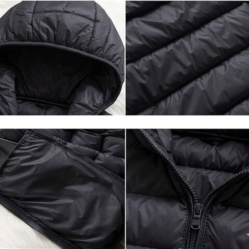 Unisex Hooded Packable Puffer Jacket White Duck Down Ultralight Insulated Winter Coat Water Resistant Slim Fit Quilted Warm Outdoor Jacket