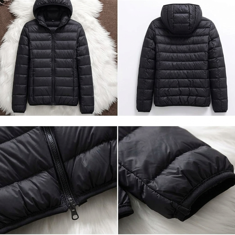Unisex Hooded Packable Puffer Jacket White Duck Down Ultralight Insulated Winter Coat Water Resistant Slim Fit Quilted Warm Outdoor Jacket