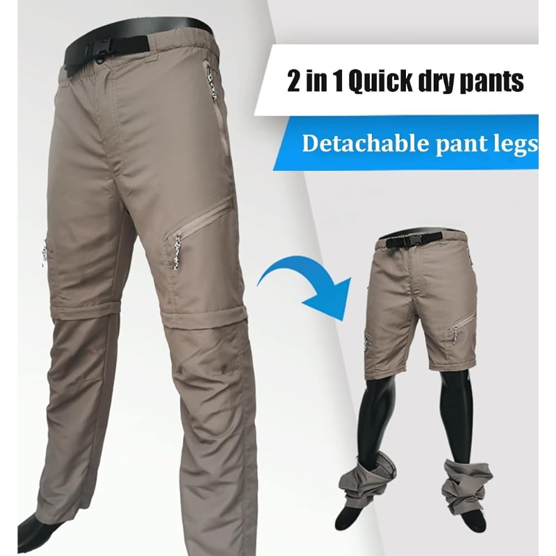 Convertible Zip-Off Unisex Hiking Pants Quick-Dry Stretch Cargo Trousers with Detachable Legs for Trekking, Camping & Outdoor Adventure