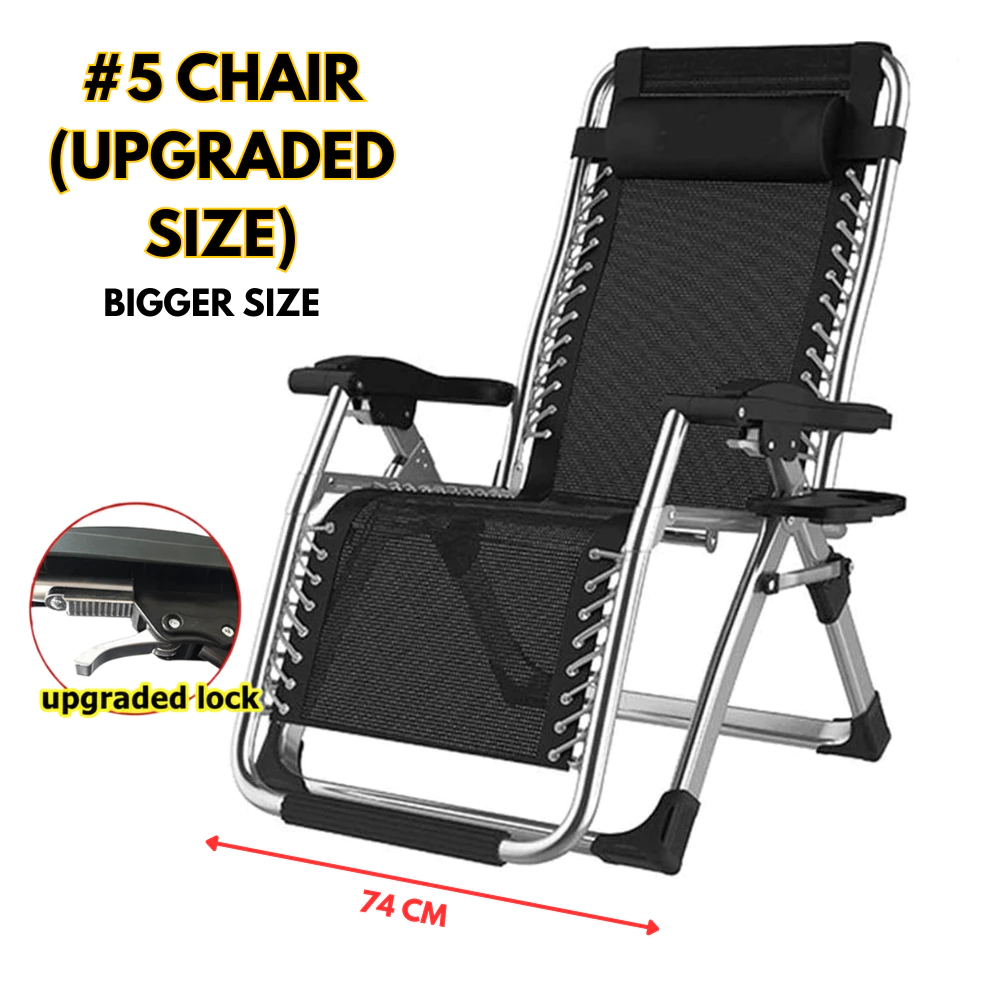 Folding Reclining Lounge Chair Portable Recliner Nap Chair with Cushion for Office, Beach, Camping & Home