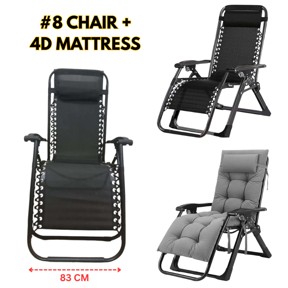 Folding Reclining Lounge Chair Portable Recliner Nap Chair with Cushion for Office, Beach, Camping & Home