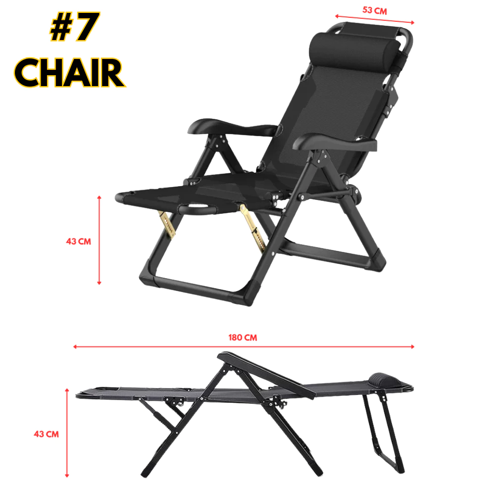 Folding Reclining Lounge Chair Portable Recliner Nap Chair with Cushion for Office, Beach, Camping & Home