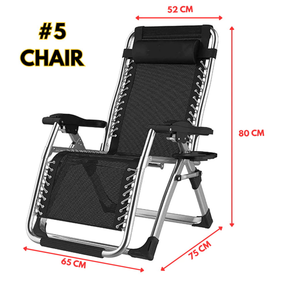 Folding Reclining Lounge Chair Portable Recliner Nap Chair with Cushion for Office, Beach, Camping & Home