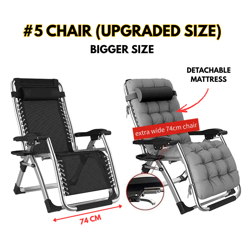 Folding Reclining Lounge Chair Portable Recliner Nap Chair with Cushion for Office, Beach, Camping & Home