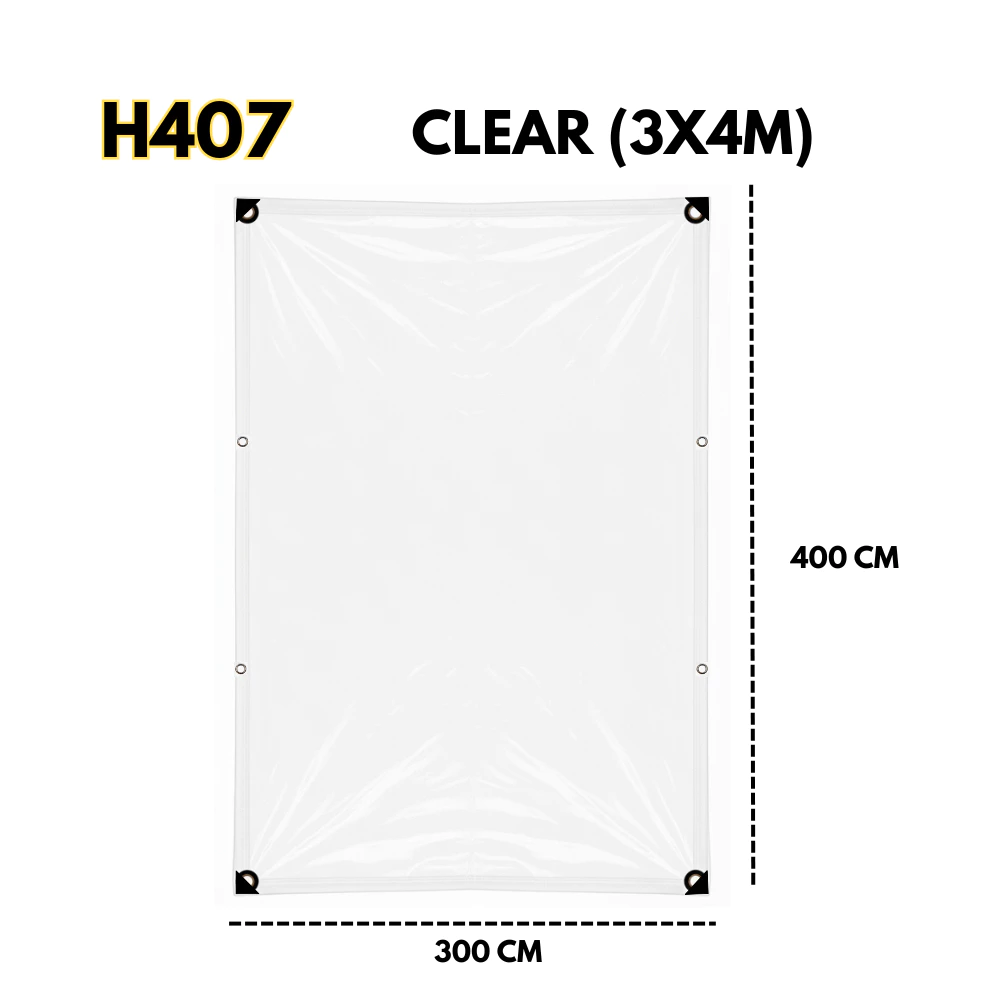 Heavy Duty Transparent PVC Tarpaulin Waterproof Rainproof Windproof Clear Plastic Cover for Patio, Balcony, Greenhouse & Outdoor Shelter