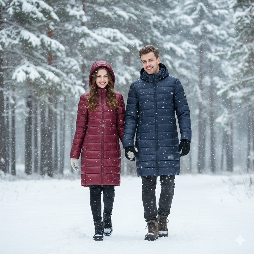 Unisex Mid-Length Down Jacket Lightweight Winter Puffer Coat Plus Size Warm Insulated Outerwear Windproof Cold Weather Jacket for Men & Women